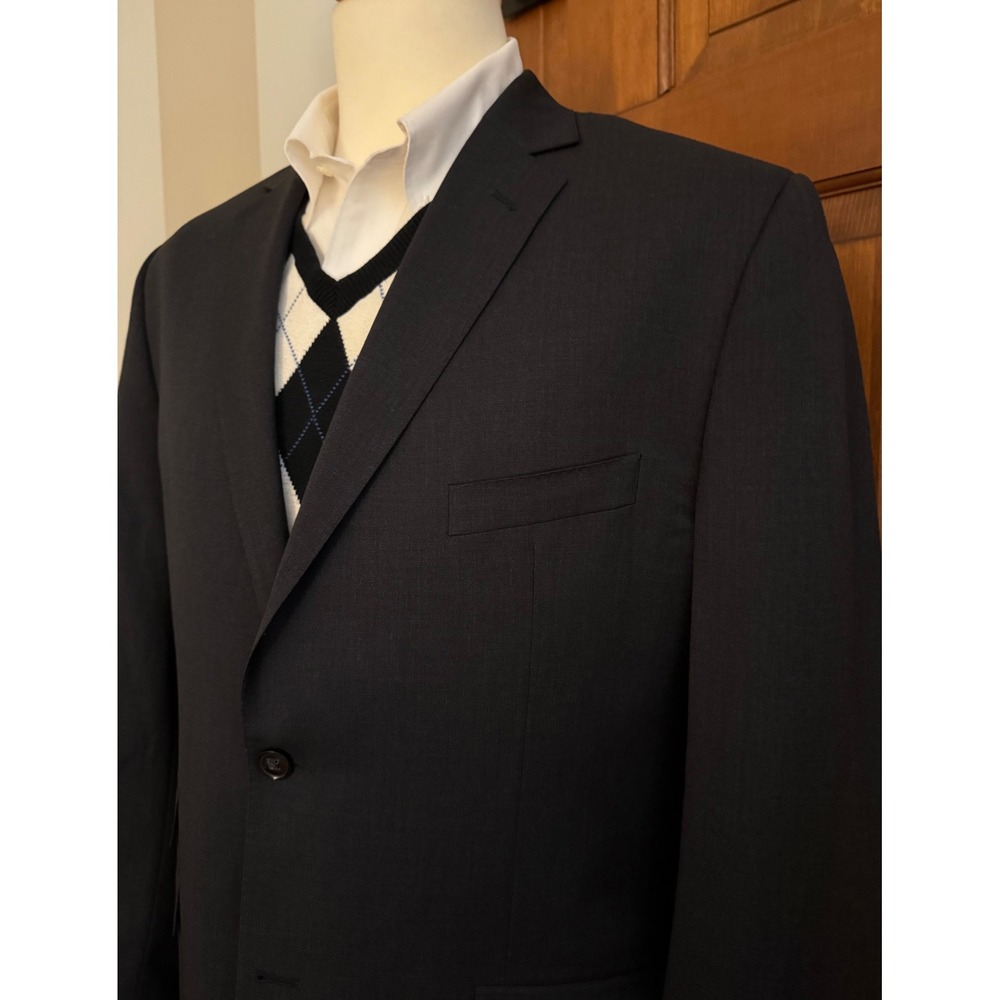 Perry Ellis Slim Fit‎ Sport Coat Mens 44L Charcoal Ticket Pocket Blazer Jacket